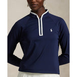 Rlx Ralph Lauren Women's Stretch Jersey Quarter -Zip Pullover - Raffinerad marin/vit