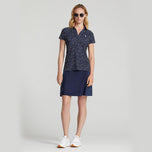 RLX Ralph Lauren Women's Printed Airflow V -Neck Golf Polo Shirt - Franska Navy Summer Night Stars