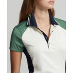 RLX Ralph Lauren Kvinnors färgblockerad stretchpolo golfklänning - elegant kräm/trötthet multi