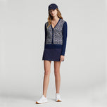 RLX Ralph Lauren Women's V -Neck Wool Blend Golf Cardigan - French Navy Multi