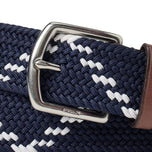 RLX Ralph Lauren Leather Trim Webbed Stripe Golf Belt - Refined Navy/Ceramic White