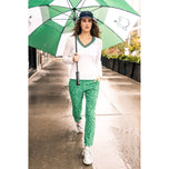 Golftini Women's Fashion V -hals tröja - White/Kelly Green