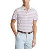 RLX Ralph Lauren Tour Pique Stripe Polo Shirt - Pure White Multi Pink