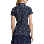 RLX Ralph Lauren Women's Printed Airflow V -Neck Golf Polo Shirt - Franska Navy Summer Night Stars