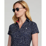 RLX Ralph Lauren Women's Printed Airflow V -Neck Golf Polo Shirt - Franska Navy Summer Night Stars